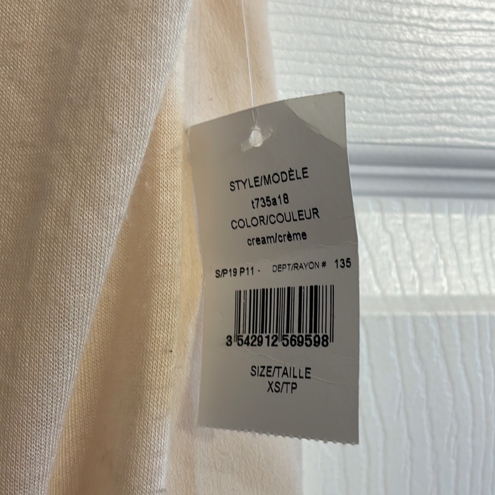 Molly Bracken Knit Top w Pleated Back and Lace Detailing, Cream, sz XS - Picture 10 of 15